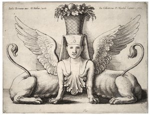 Sphinx with Two Bodies, after Giulio Romano by Wenceslaus Hollar